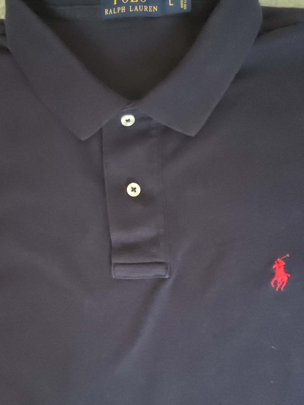 NWOT Polo Ralph Lauren Classic Fit Mesh Polo Shirt Navy Blue Red Pony Men's L
